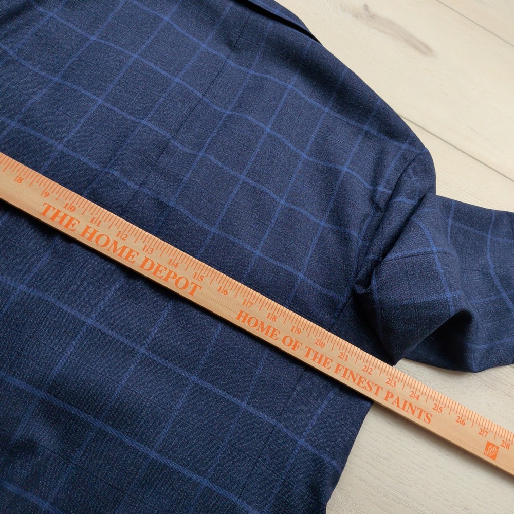 Bonobos Mens 44R Jetsetter Wool Blend Windowpane Plaid Blazer Navy Blue Standard - Picture 10 of 14